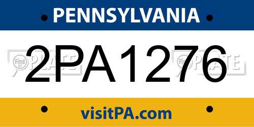 2PA1276 Pennsylvania License Plate