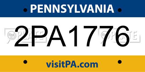 2PA1776 Pennsylvania License Plate
