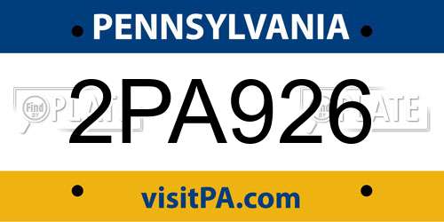 2PA926 Pennsylvania License Plate
