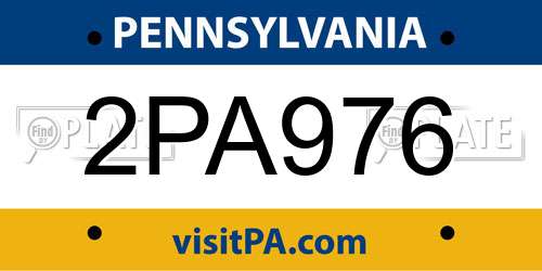 2PA976 Pennsylvania License Plate
