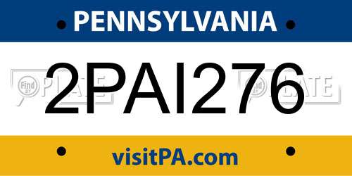 2PAI276 Pennsylvania License Plate
