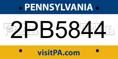2PB5844 Pennsylvania License Plate