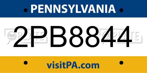 2PB8844 Pennsylvania License Plate