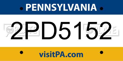 2PD5152 Pennsylvania License Plate