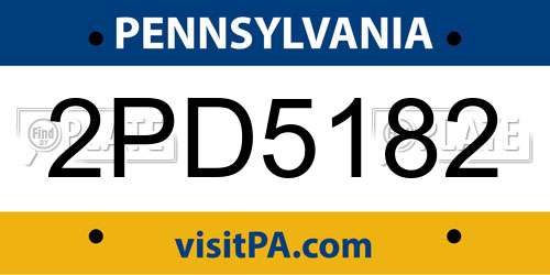 2PD5182 Pennsylvania License Plate