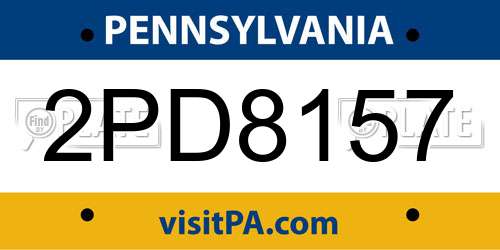 2PD8157 Pennsylvania License Plate