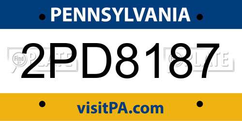 2PD8187 Pennsylvania License Plate