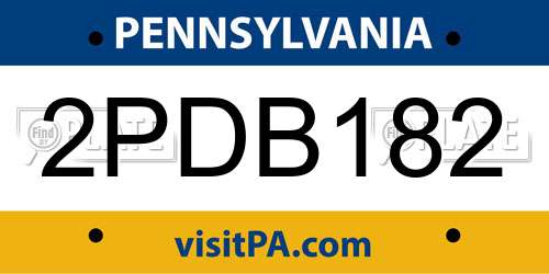 2PDB182 Pennsylvania License Plate