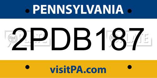 2PDB187 Pennsylvania License Plate