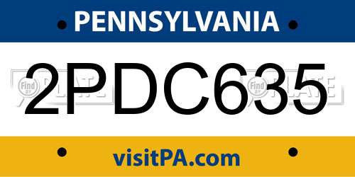 2PDC635 Pennsylvania License Plate