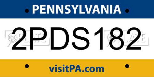2PDS182 Pennsylvania License Plate