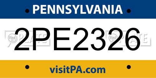 2PE2326 Pennsylvania License Plate