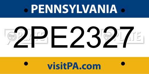 2PE2327 Pennsylvania License Plate
