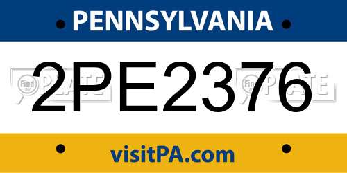 2PE2376 Pennsylvania License Plate
