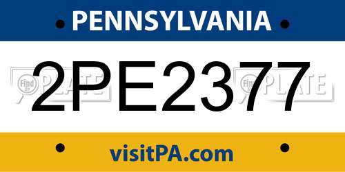 2PE2377 Pennsylvania License Plate