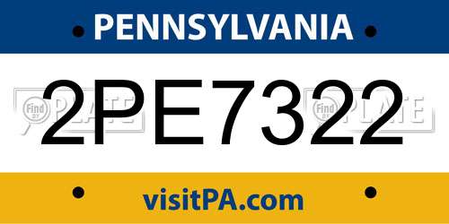 2PE7322 Pennsylvania License Plate