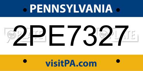 2PE7327 Pennsylvania License Plate