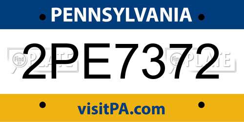 2PE7372 Pennsylvania License Plate