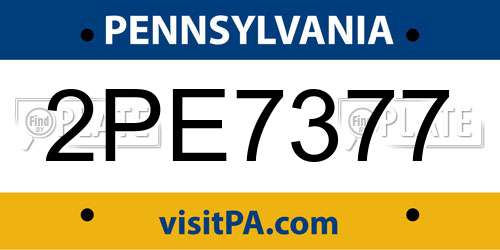 2PE7377 Pennsylvania License Plate