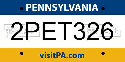 2PET326 Pennsylvania License Plate