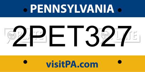 2PET327 Pennsylvania License Plate