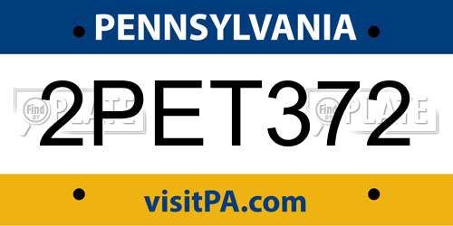 2PET372 Pennsylvania License Plate