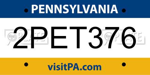 2PET376 Pennsylvania License Plate