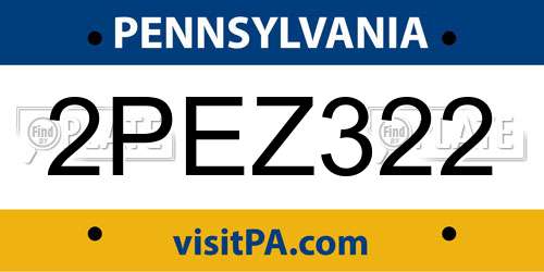 2PEZ322 Pennsylvania License Plate