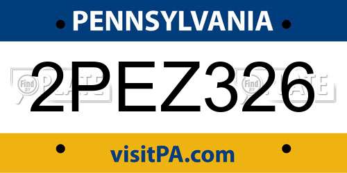 2PEZ326 Pennsylvania License Plate