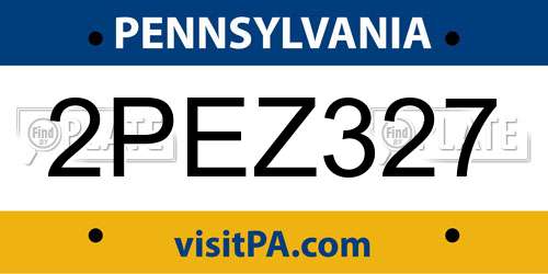 2PEZ327 Pennsylvania License Plate