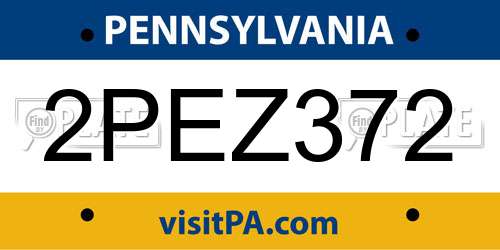 2PEZ372 Pennsylvania License Plate