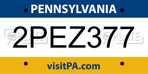 2PEZ377 Pennsylvania License Plate
