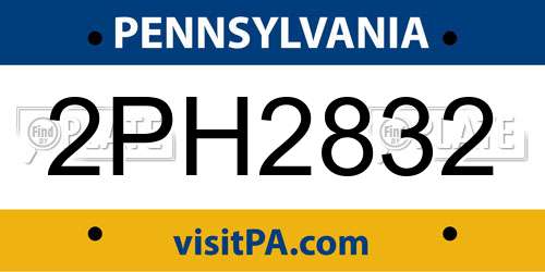 2PH2832 Pennsylvania License Plate