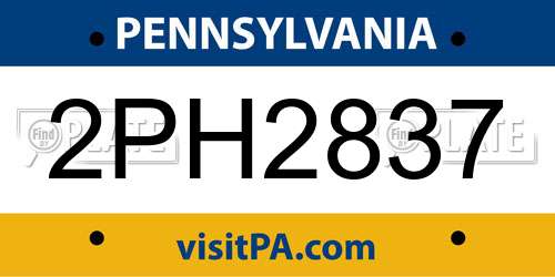 2PH2837 Pennsylvania License Plate