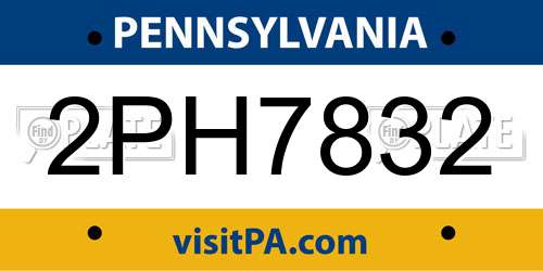 2PH7832 Pennsylvania License Plate