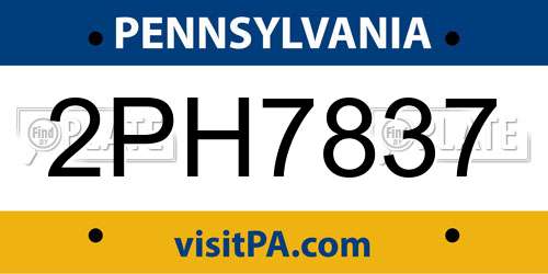 2PH7837 Pennsylvania License Plate