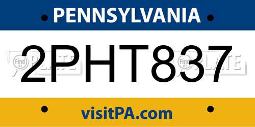 2PHT837 Pennsylvania License Plate
