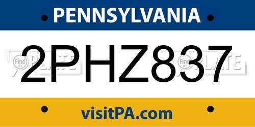 2PHZ837 Pennsylvania License Plate