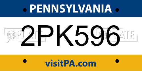 2PK596 Pennsylvania License Plate