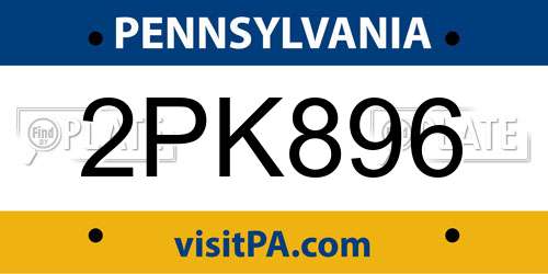 2PK896 Pennsylvania License Plate