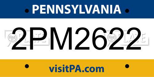 2PM2622 Pennsylvania License Plate