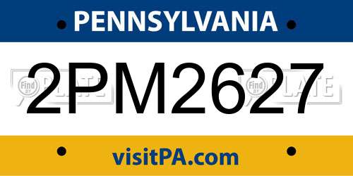 2PM2627 Pennsylvania License Plate