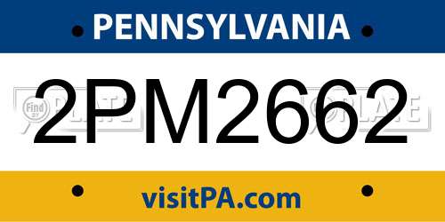 2PM2662 Pennsylvania License Plate