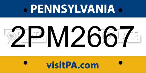 2PM2667 Pennsylvania License Plate