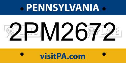 2PM2672 Pennsylvania License Plate