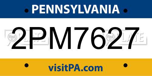 2PM7627 Pennsylvania License Plate