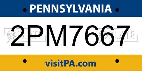 2PM7667 Pennsylvania License Plate