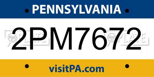 2PM7672 Pennsylvania License Plate