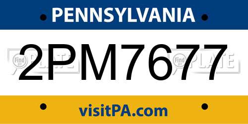 2PM7677 Pennsylvania License Plate