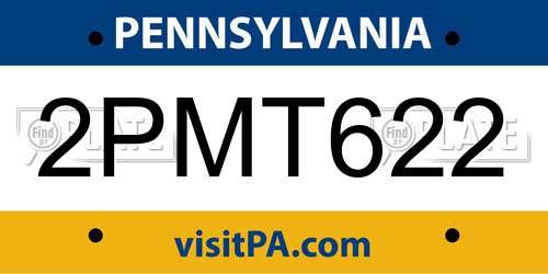 2PMT622 Pennsylvania License Plate